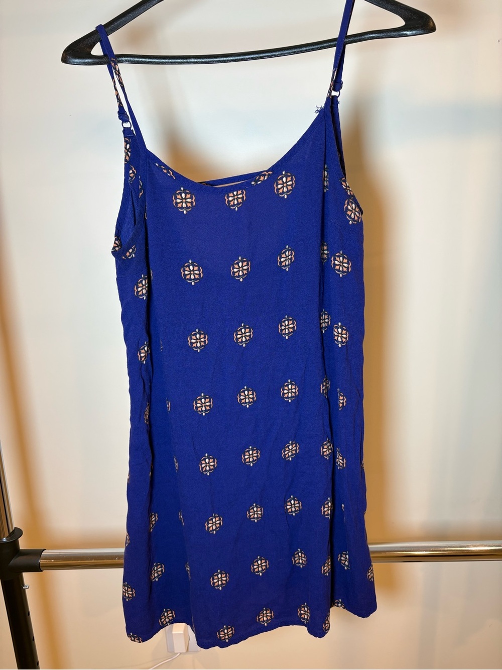 Mossimo Supply Co. Royal Blue Printed Spaghetti-Strap Mini Dress